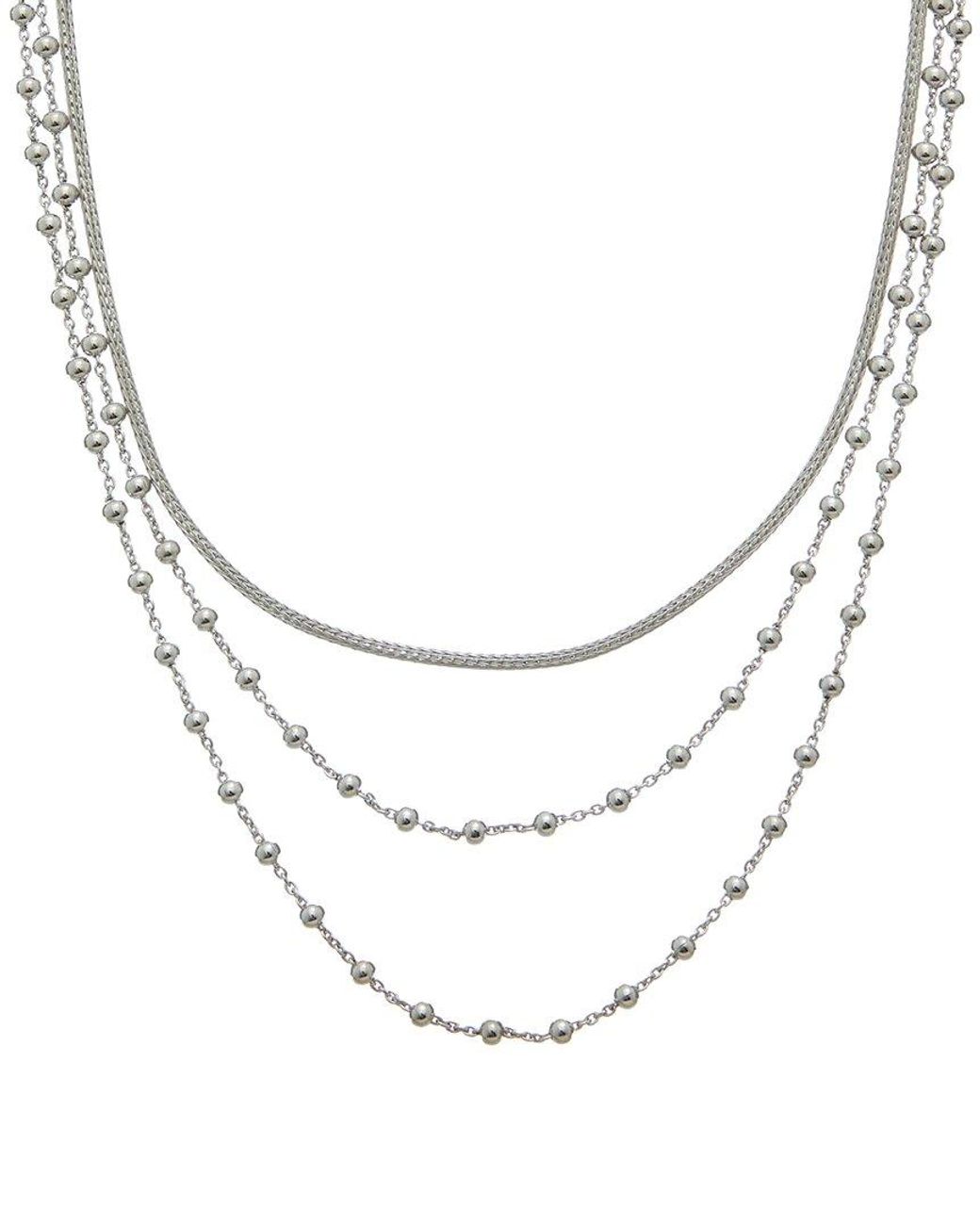 Italian Gold Over Silver White 18K Plated Multi Strand Necklace
