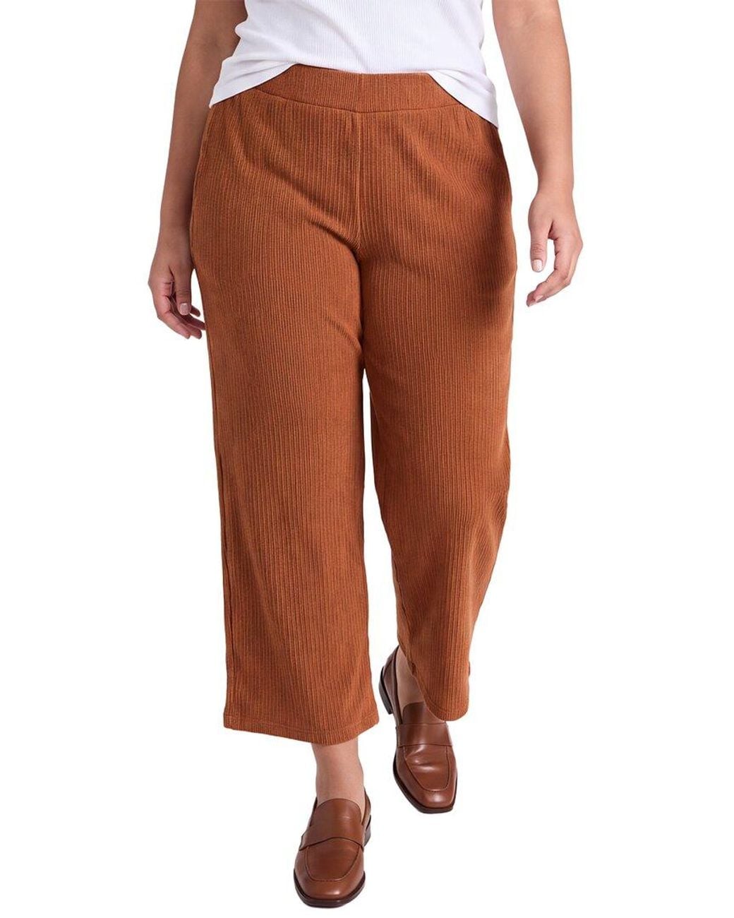 Anne Klein Brown Plus Pull-On Wide Waistband Wide Leg Crop Pant