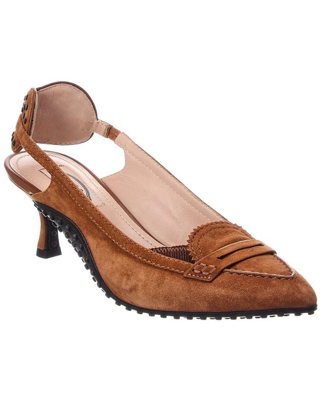Tod's Brown Gomma Suede Slingback Pump