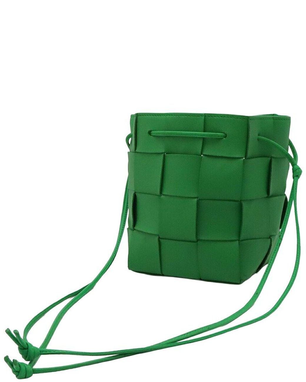 Bottega Veneta Green Maxi Intrecciato Leather Small Bucket Bag (authentic Pre- Loved)