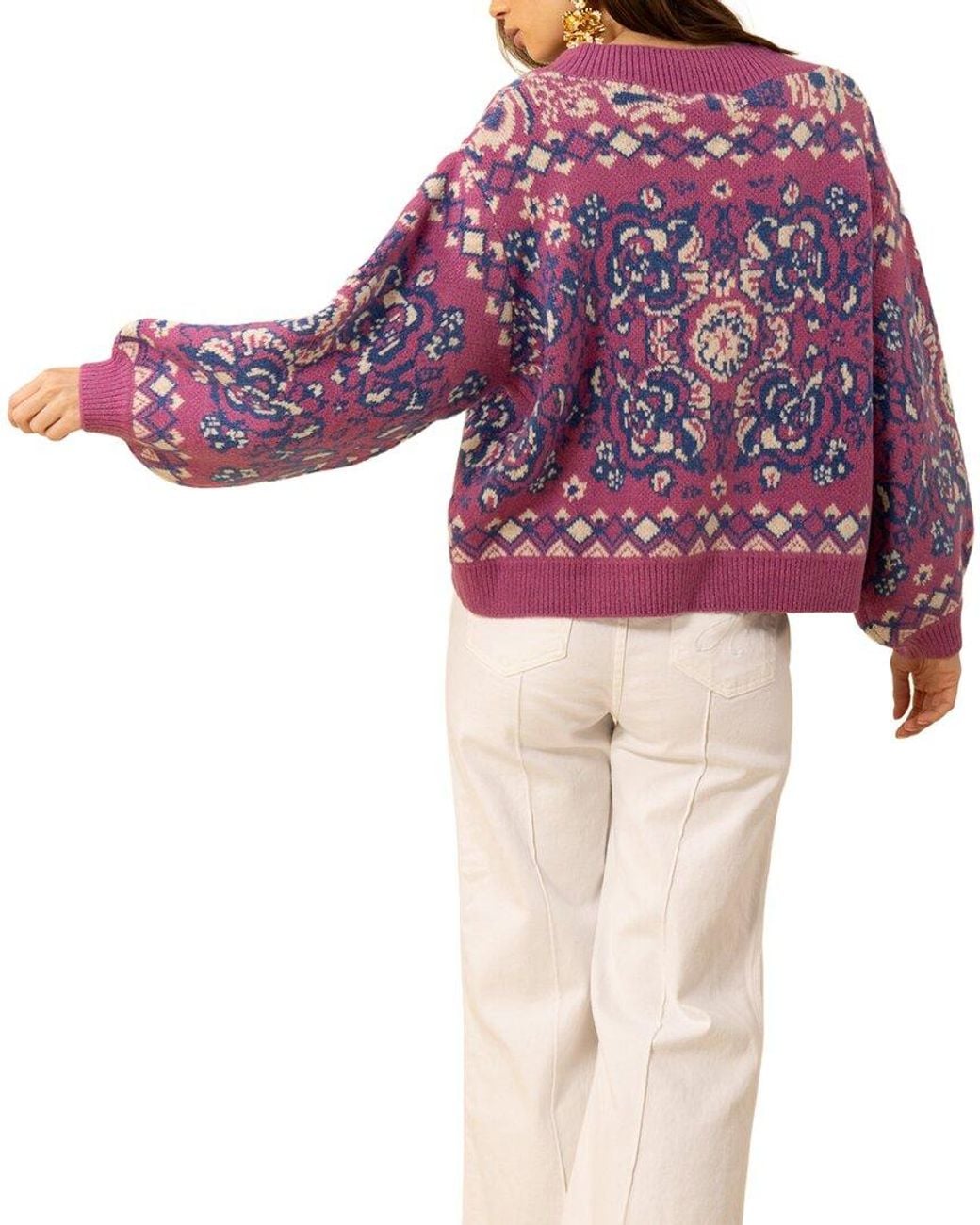Hale Bob Purple V-Neck Sweater