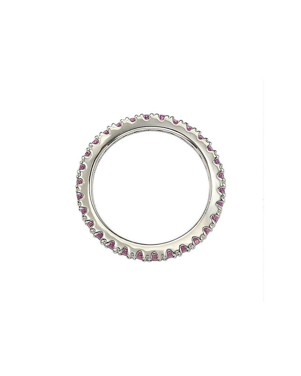 Suzy Levian Pink Silver Cz Stackable Ring