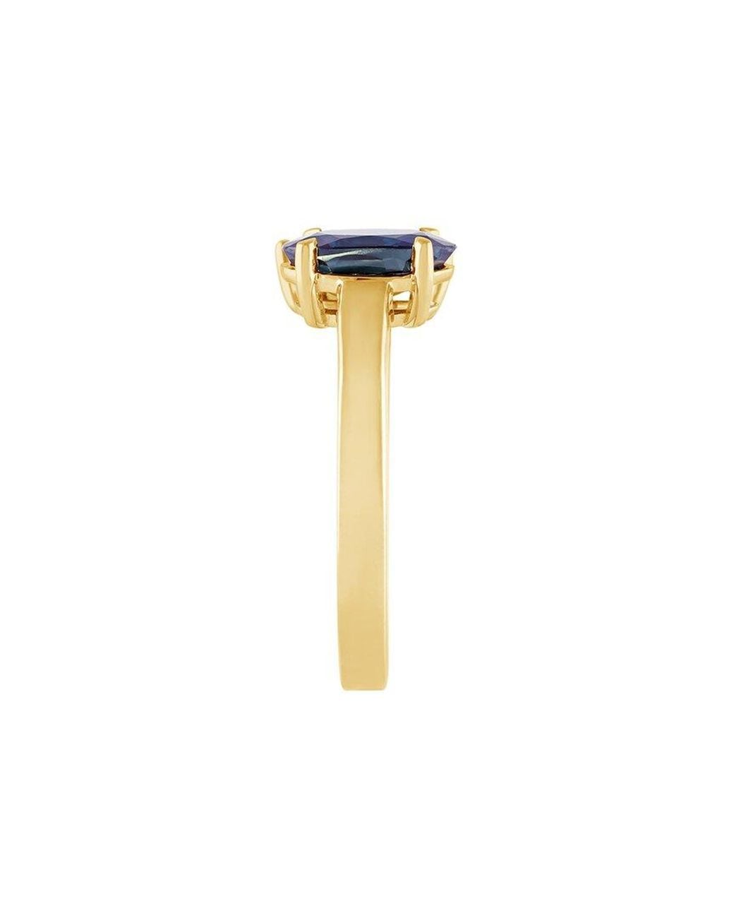 Lab Grown Diamonds Blue 14K 3.00 Ct. Tw. Lab-Grown Diamond & Lab-Grown Sapphire 2 Stone Solitaire Ring