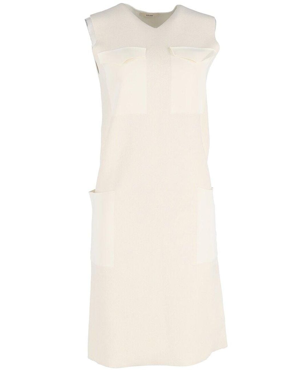 Céline Natural Four-Pocket Sleeveless Midi Dress (Authentic Pre-Loved)