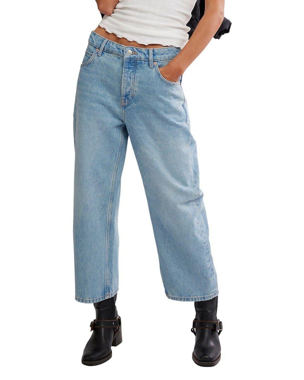 Free People Blue Deep Trance Dropped Boyfriend Jean