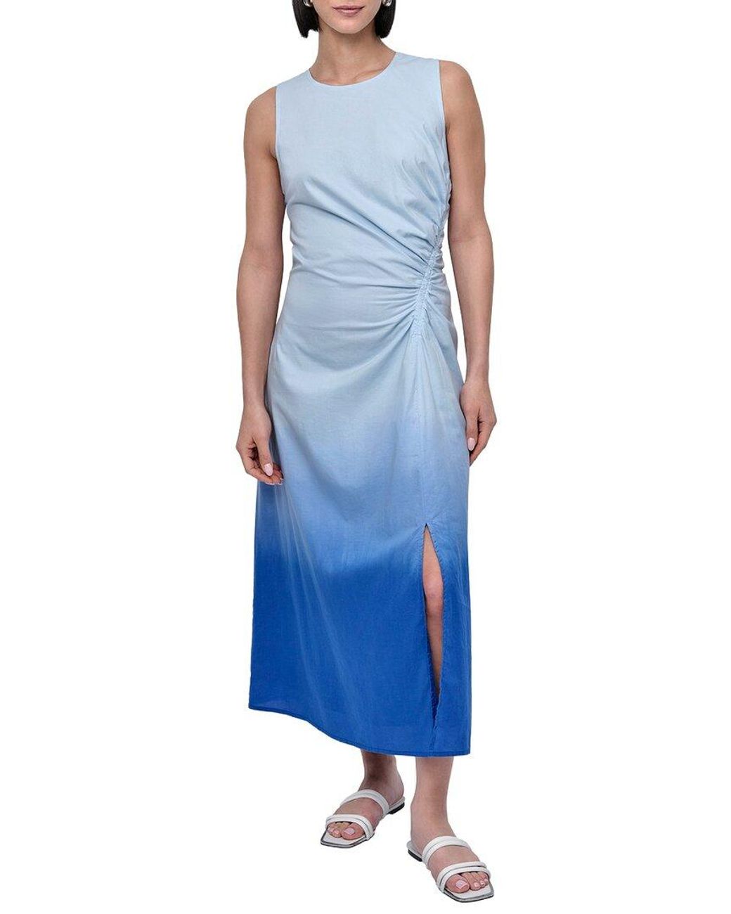 DKNY Blue Printed Dip Dye Midi Dress