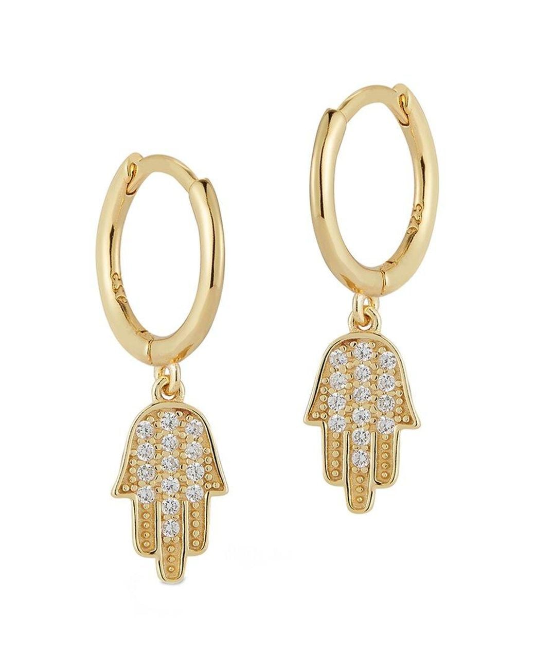 Glaze Jewelry Metallic Silver Cz Hamsa Huggie Earrings