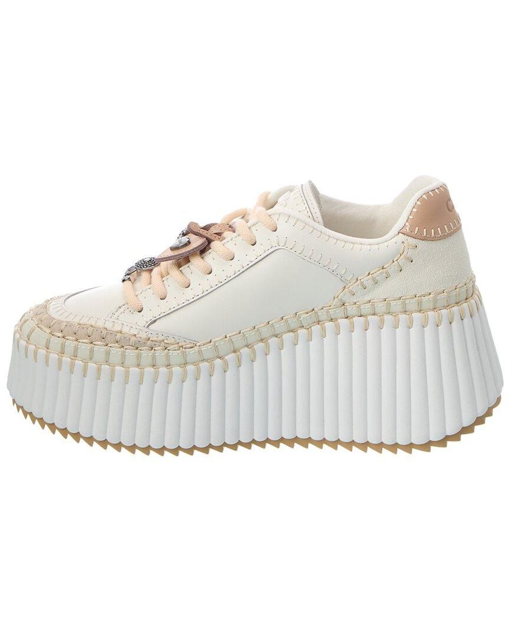 Chloé White Nama Leather Platform Sneaker