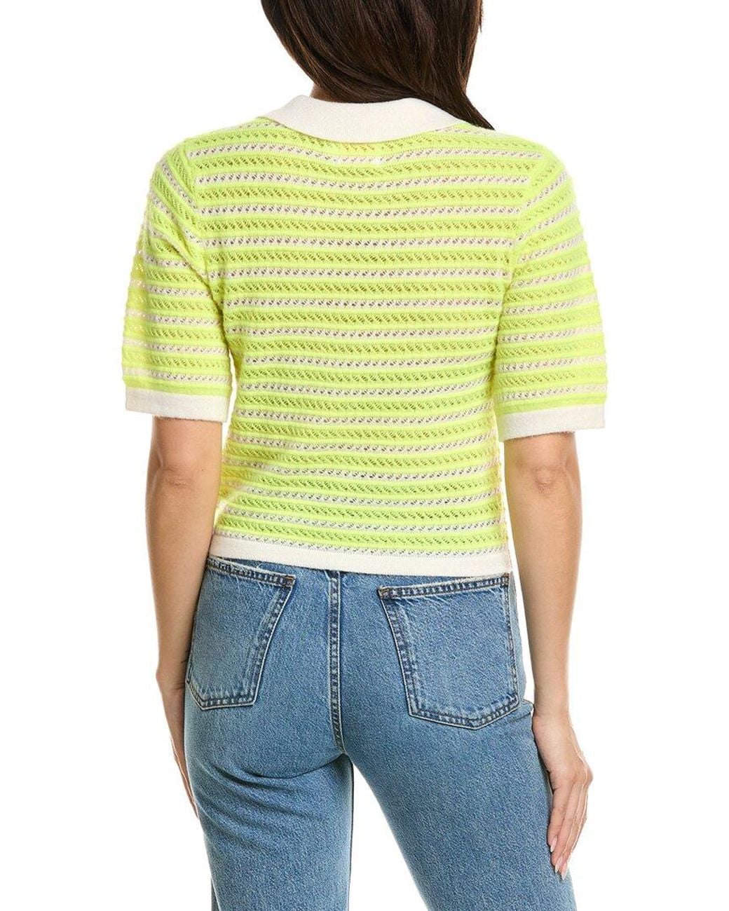 Brodie Cashmere Green Suzie Stitch 100% Cashmere Polo 100% Cashmere Sweater