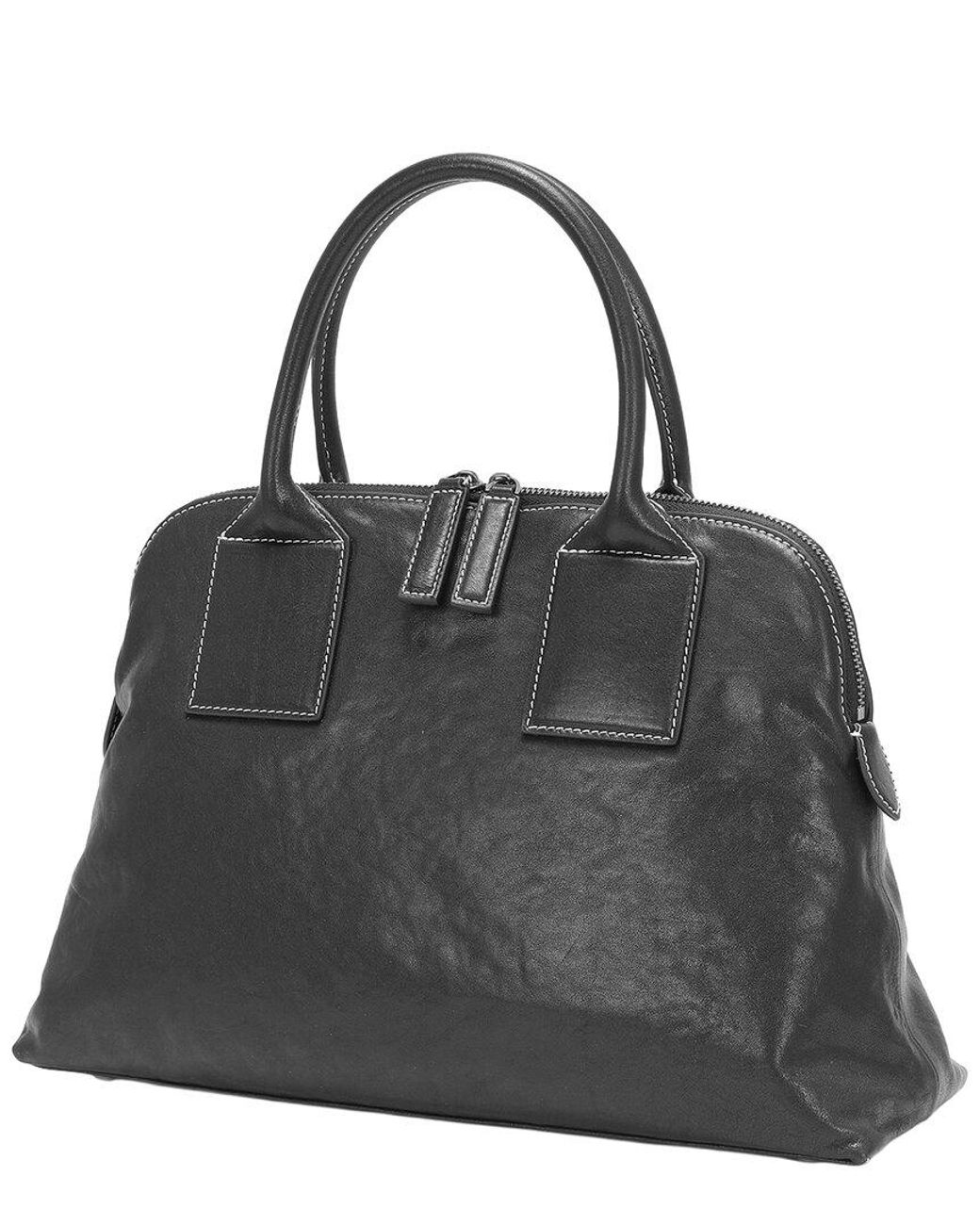Tiffany & Fred Paris Black Classic Leather Dome Satchel