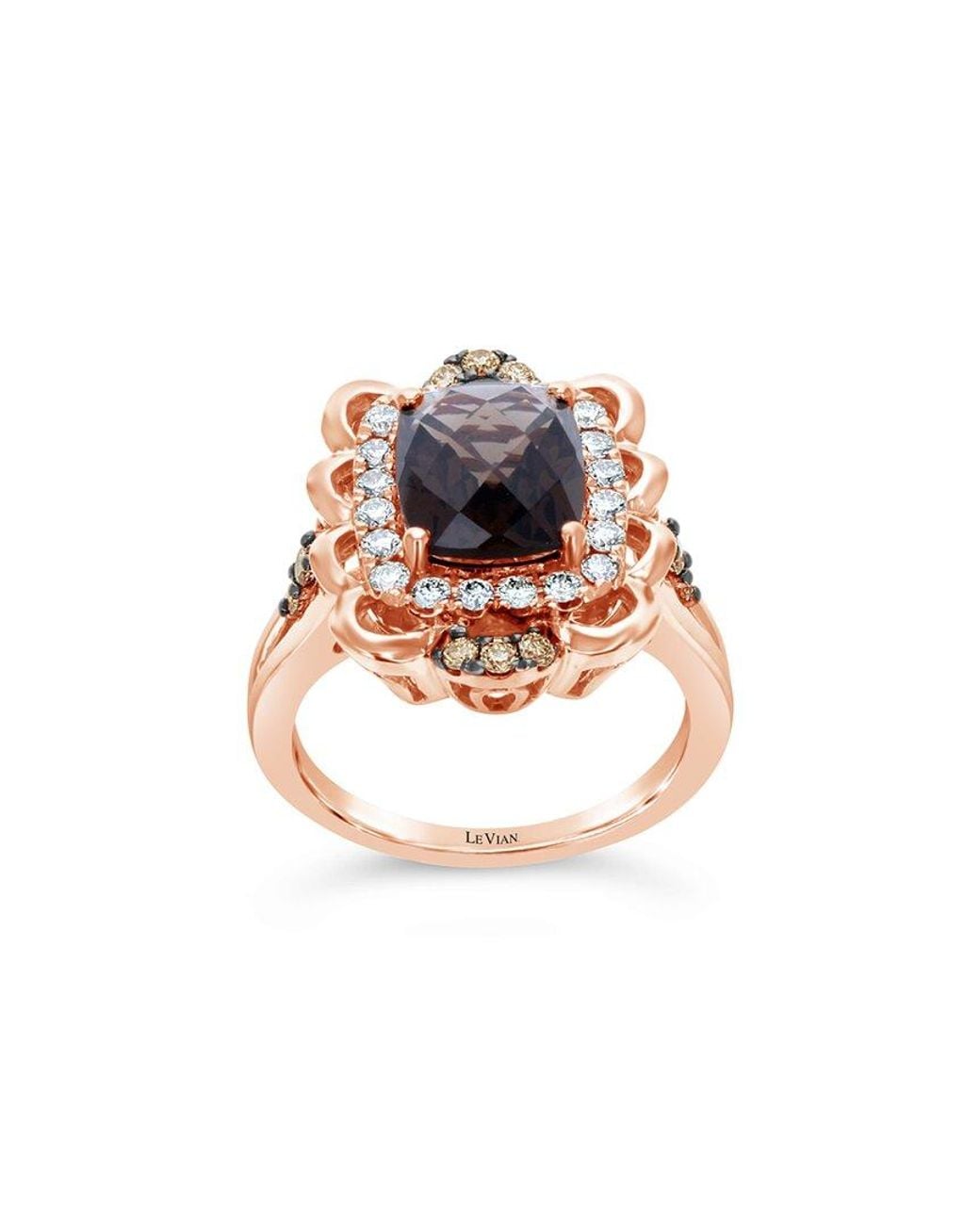 Le Vian White Le Vian 14k Rose Gold 3.22 Ct. Tw. Diamond & Smoky Quartz Ring