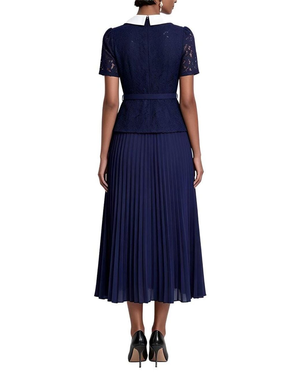 Linda Charm Blue Short Sleeve Midi Dress