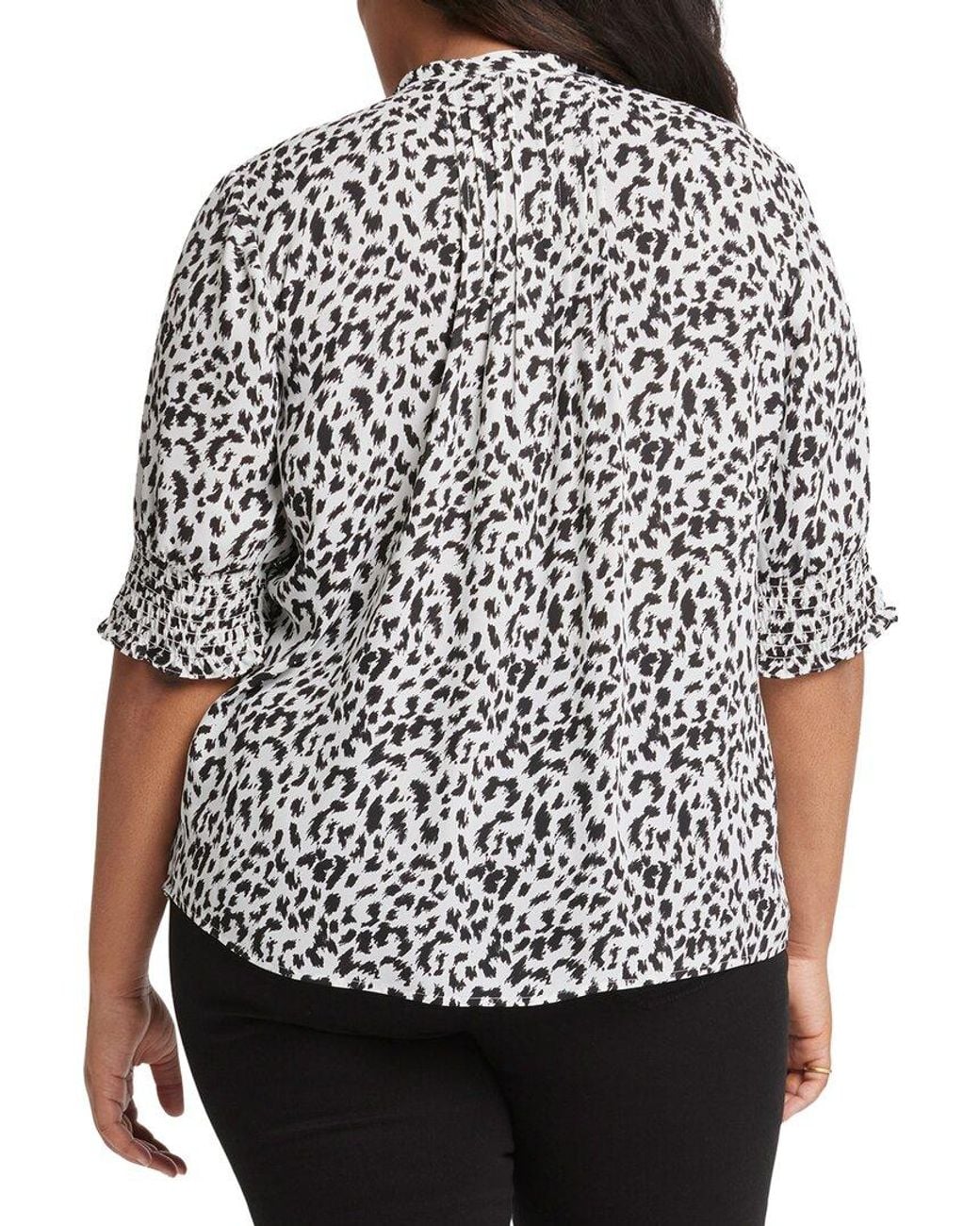 NYDJ Brown Plus Pleated Peasant Blouse