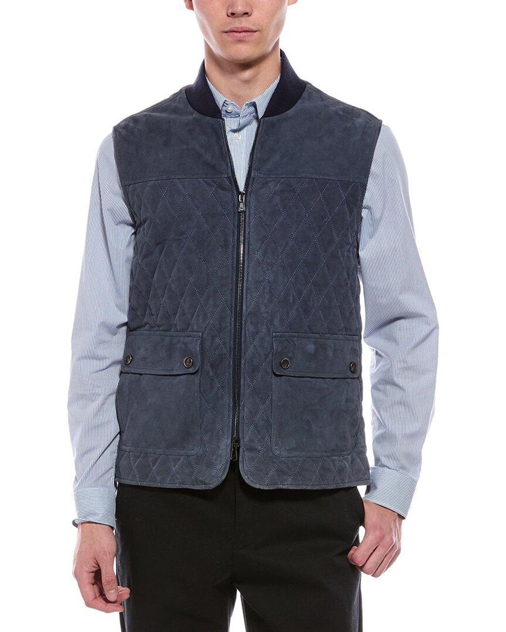 Isaia Blue Suede Vest for men