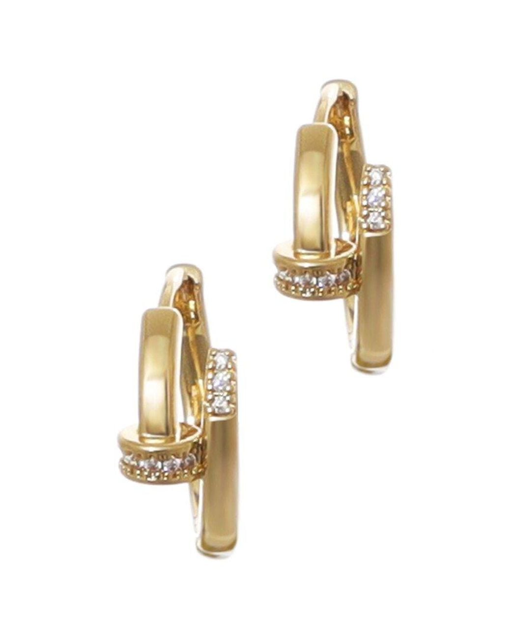 Adornia Metallic 14K Plated Cz Nail Hoop Earrings