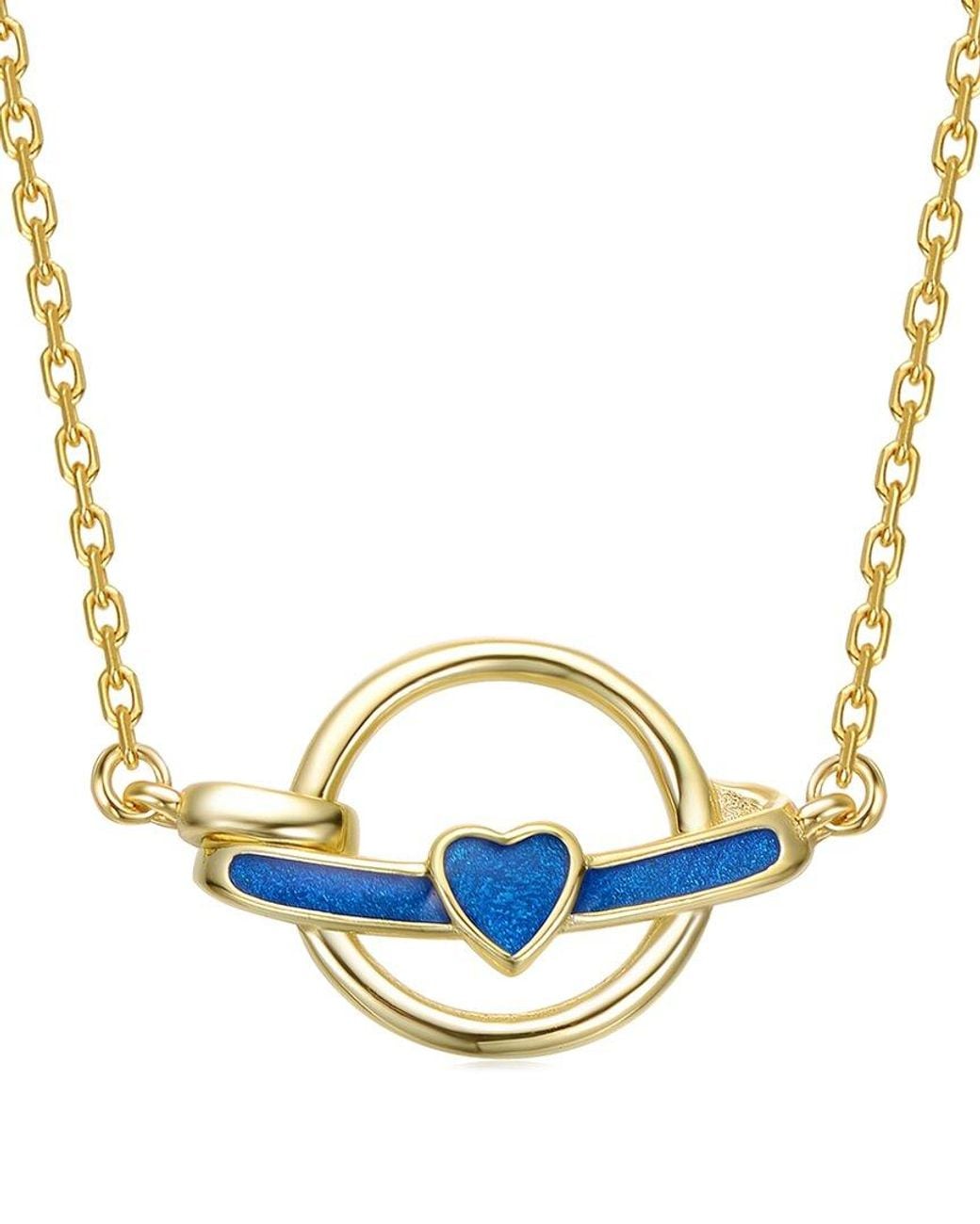 Rachel Glauber Blue 14K Plated Heart Necklace