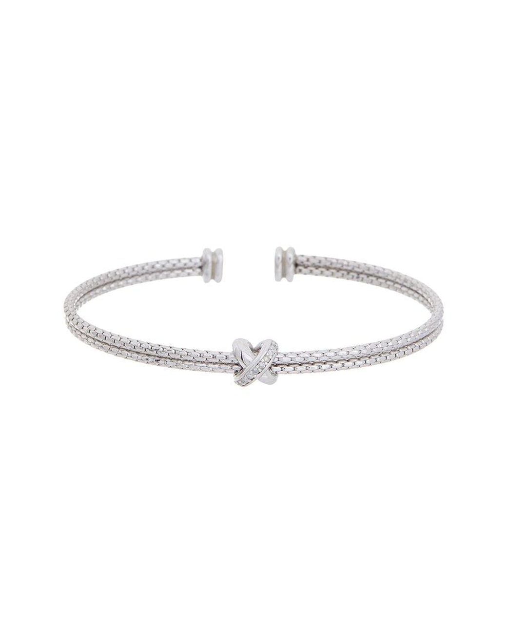 Meshmerise White 18K Plated 0.05 Ct. Tw. Diamond Mesh Bangle