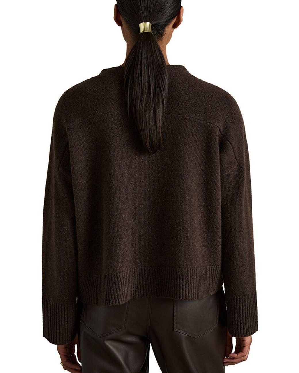 Reiss Black Rosie Wool & Cashmere-Blend Cardigan