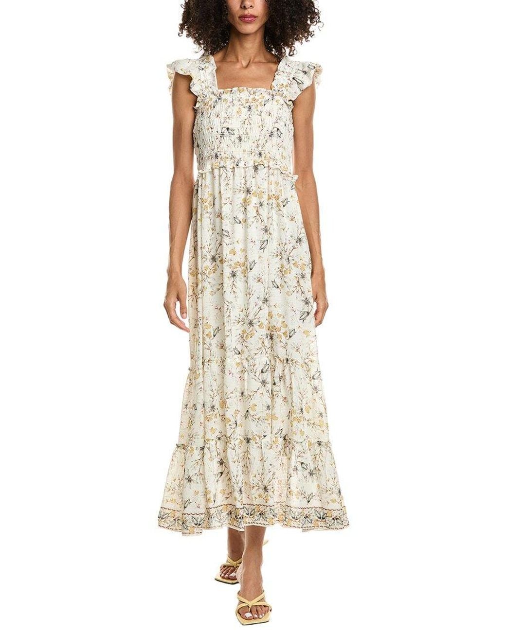 Max Studio Natural Flutter Sleeve Maxi Dress