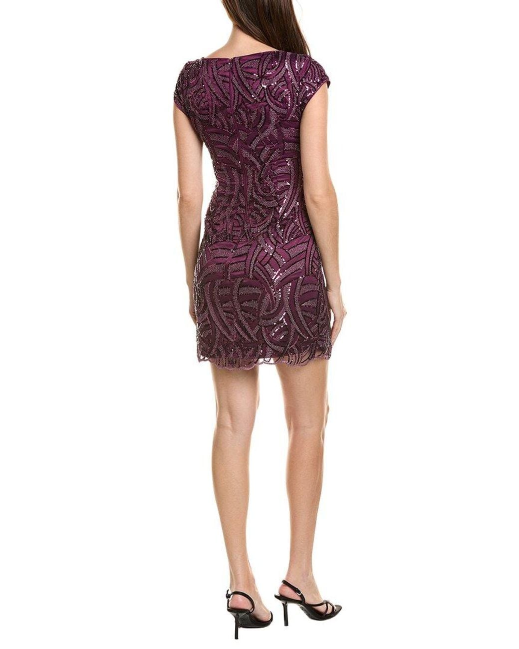 Vince Camuto Red Embellished Short Sleeve Mini Dress