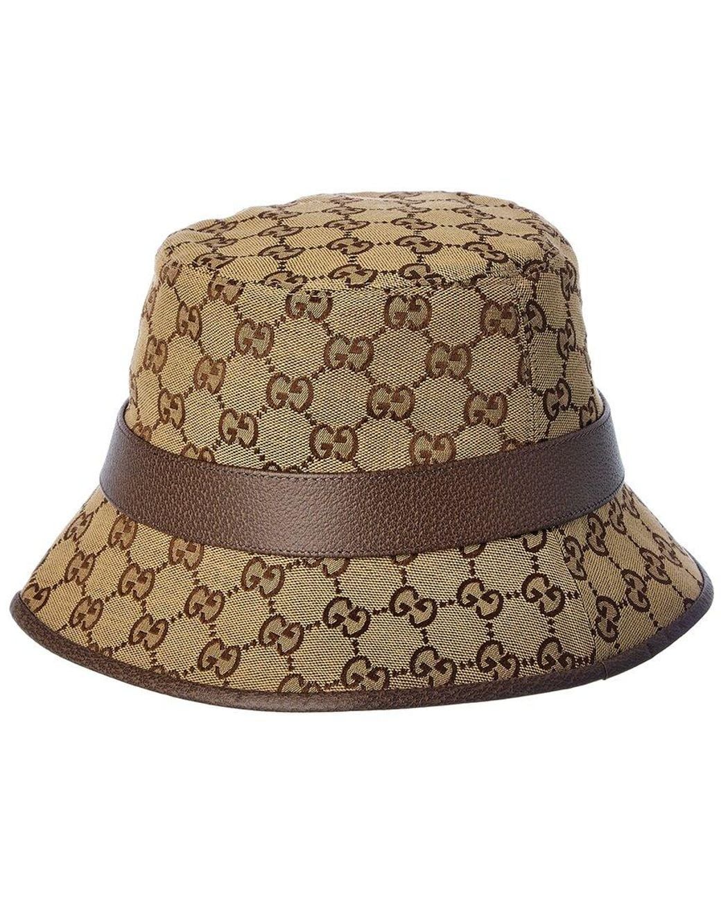 Gucci Brown Logo-pattern Cotton-blend Bucket Hat for men