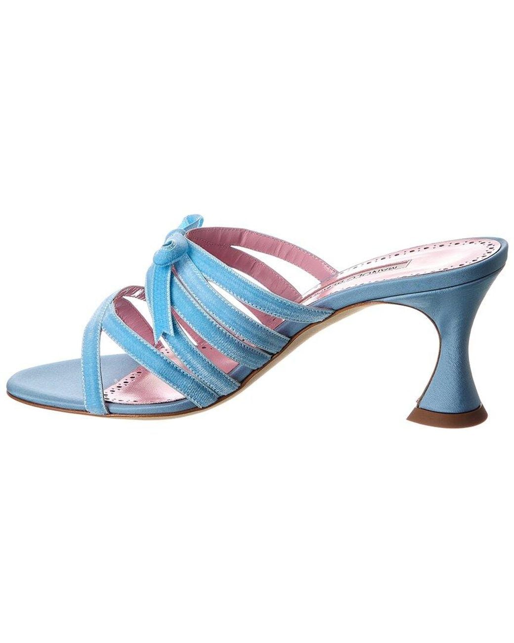 Manolo Blahnik Blue Clementel 80 Velvet Sandal