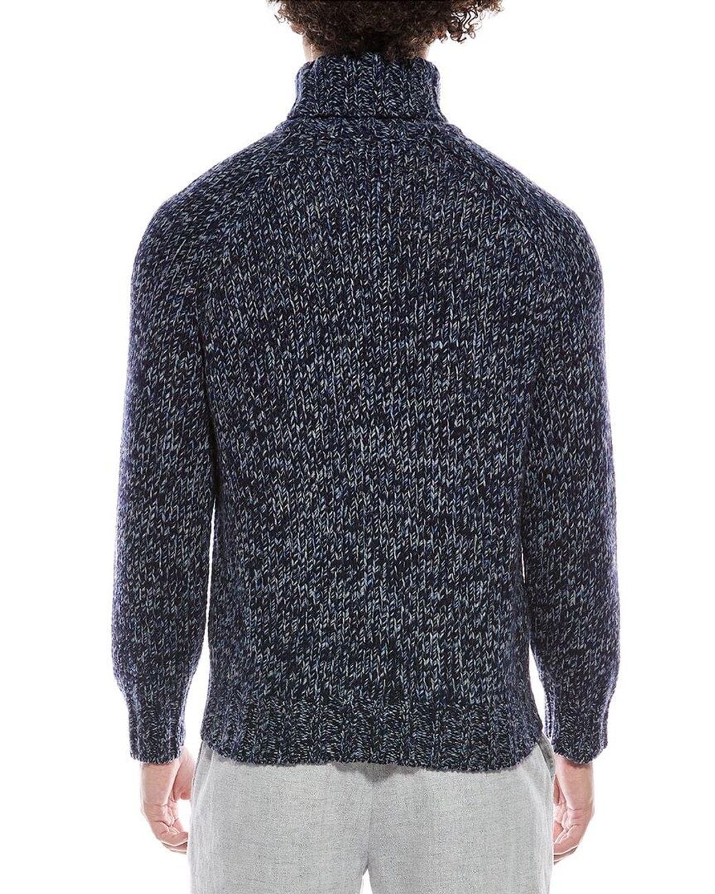 Brunello Cucinelli Blue Cashmere Turtleneck Sweater for men