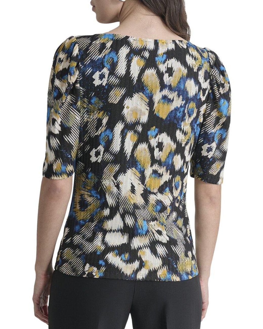 DKNY Black Short Sleeve Asymmetrical Top