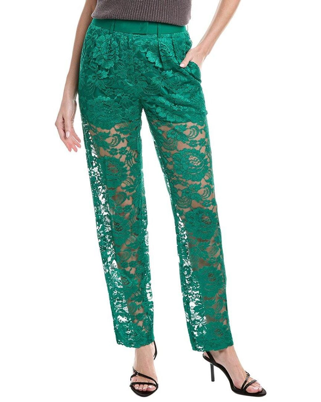 Akris Green Fidelia Silk-Blend Pant