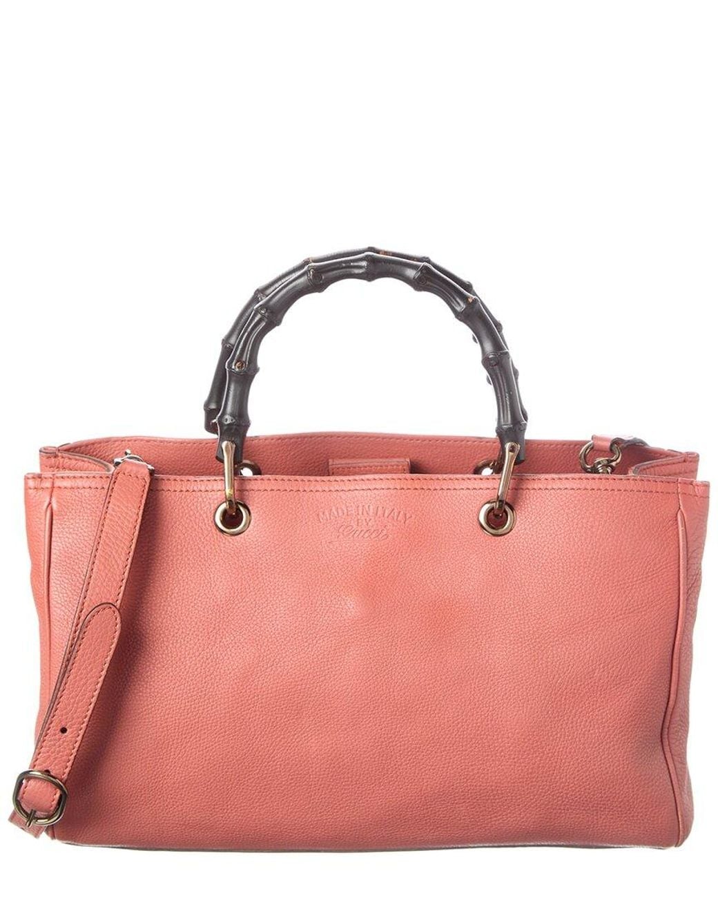 Gucci Pink Pebbled Calf Bamboo Shopper (Authentic Pre-Loved)