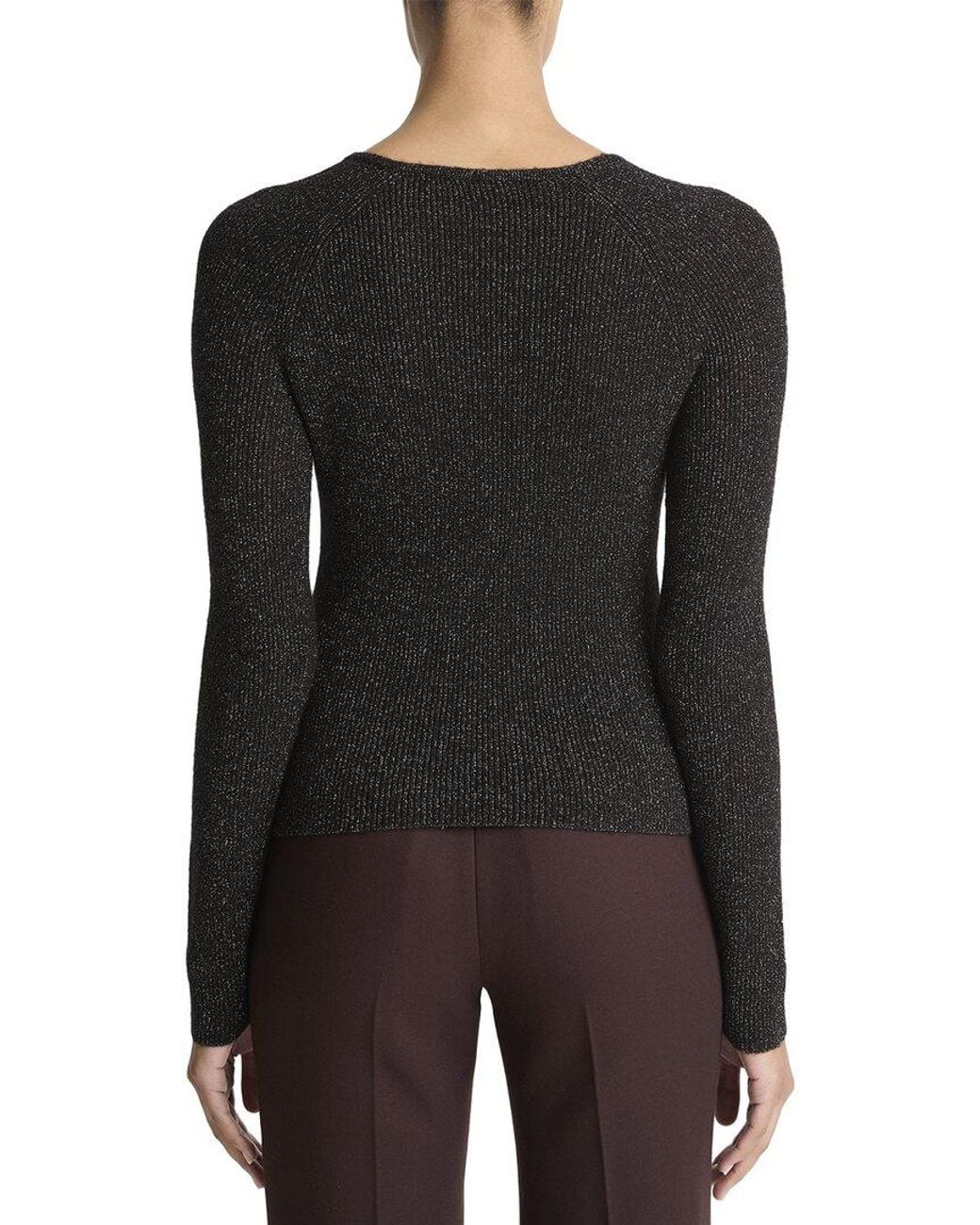 Vince Black Metallic High V-Neck Alpaca & Wool-Blend Sweater