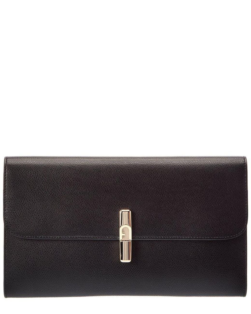 Furla Black Iride Leather Clutch