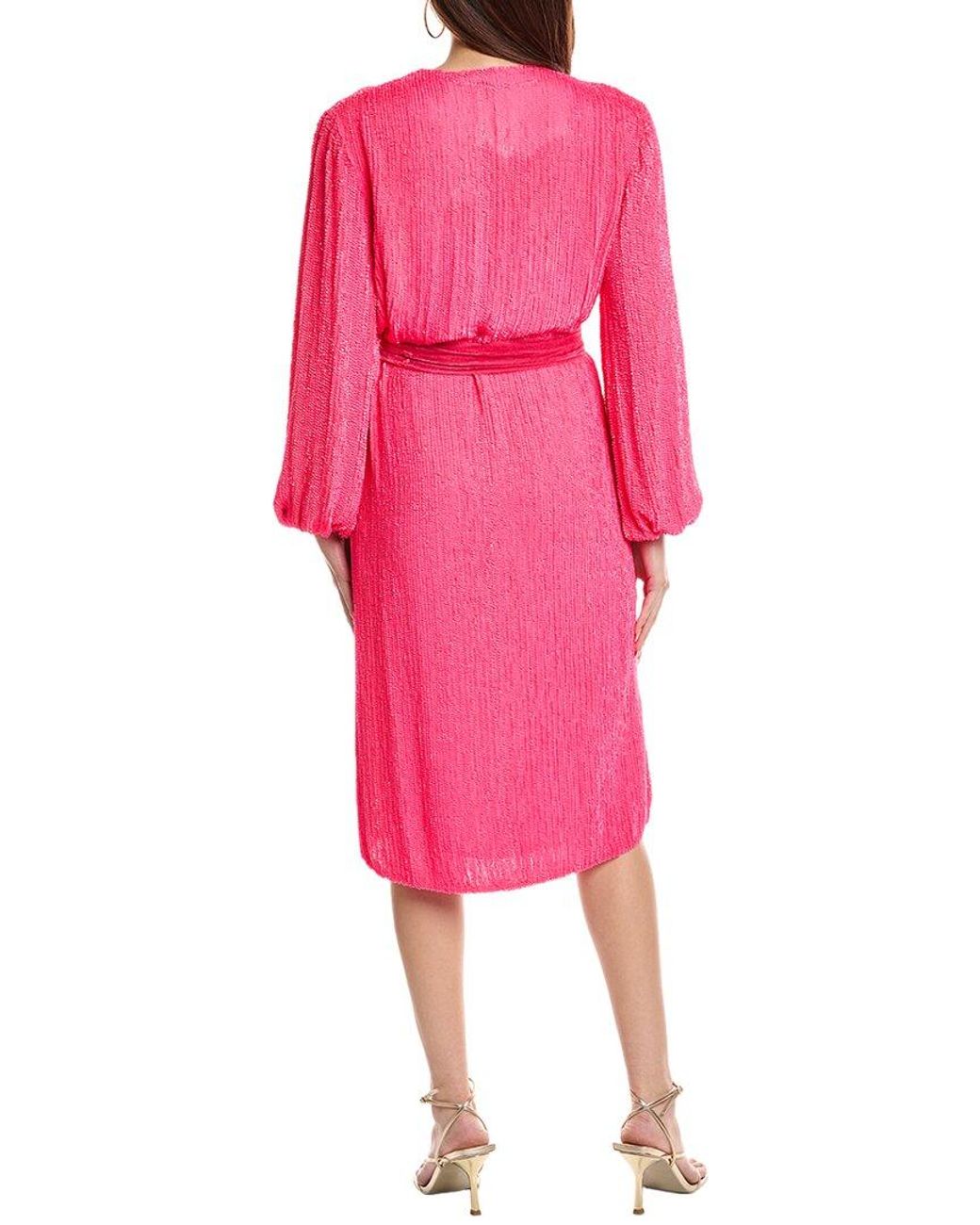 retroféte Pink Sequin Wrap Dress