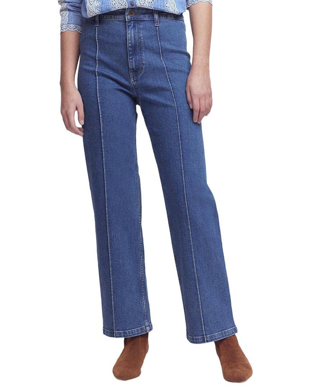 Boden Blue Pintuck Column Leg Jean