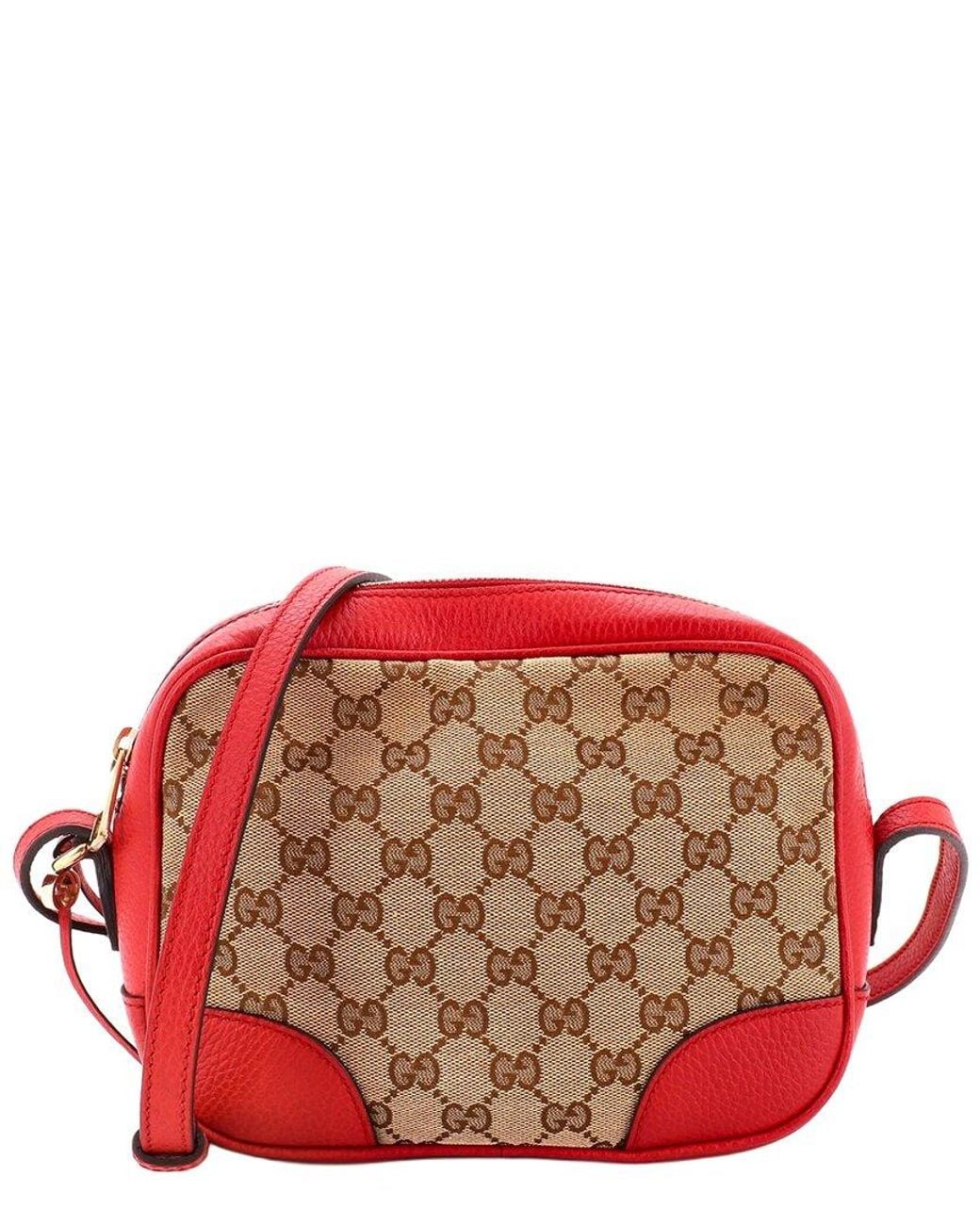 Gucci Red Gg Canvas & Leather Bree Disco Crossbody Mini (Authentic Pre-Loved)