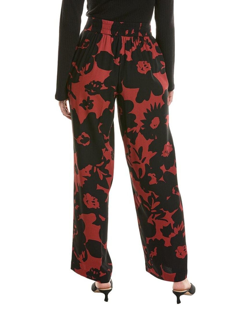 Anne Klein Black High-Rise Printed Pant