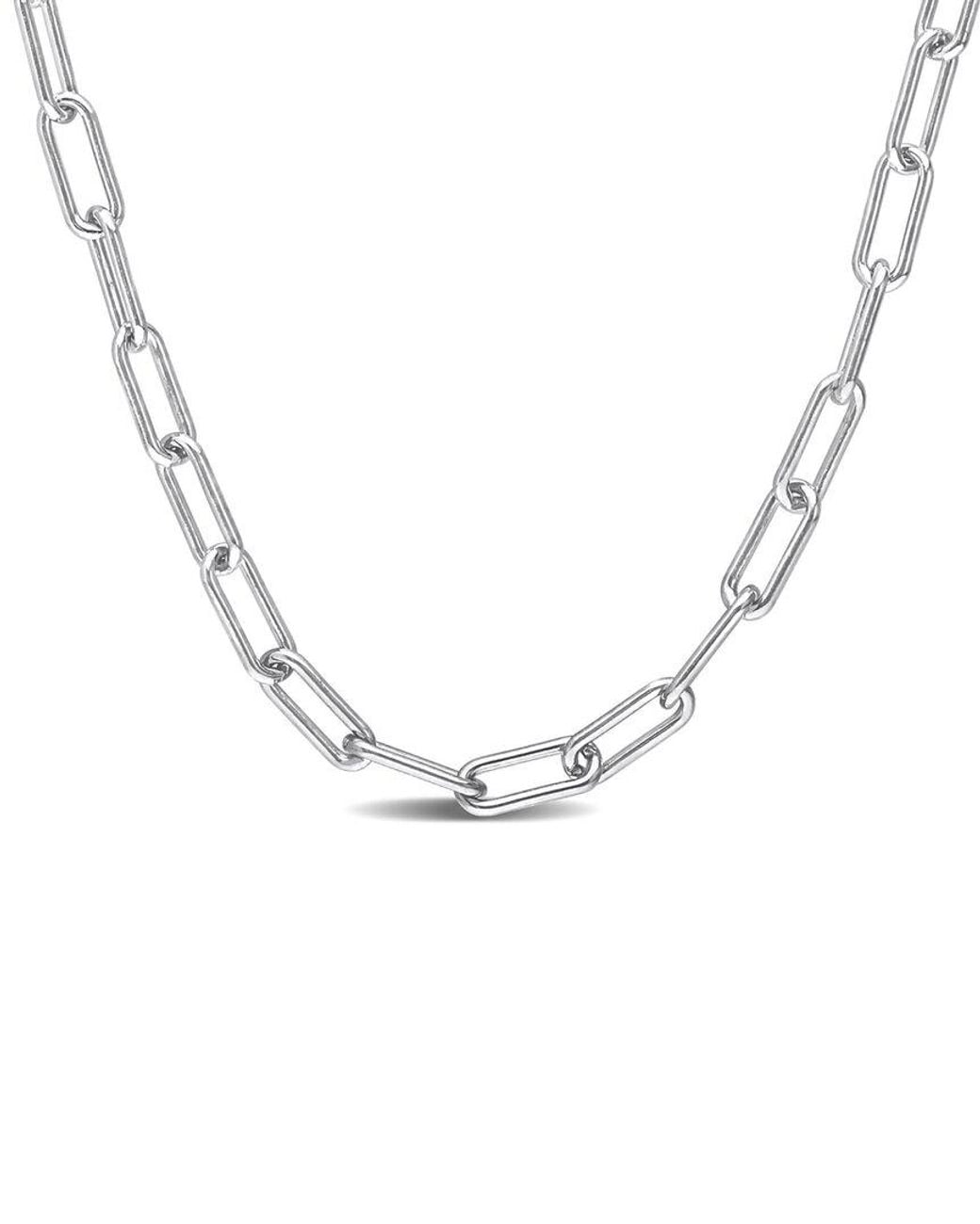 Italian Silver Metallic Paperclip Chain Necklace