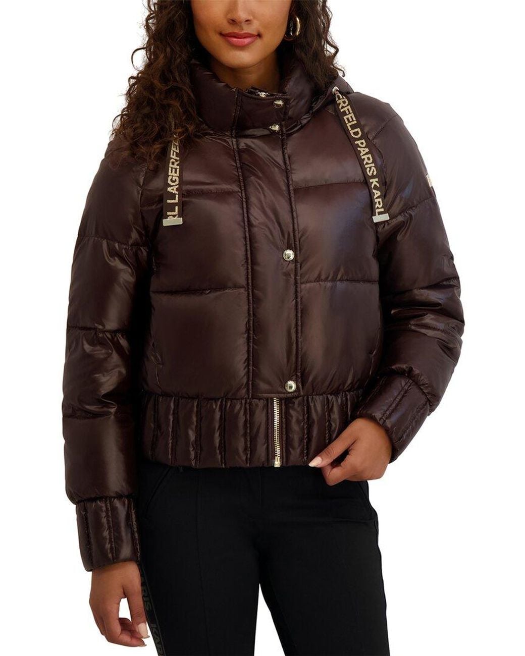 Karl Lagerfeld Brown Puffer Jacket
