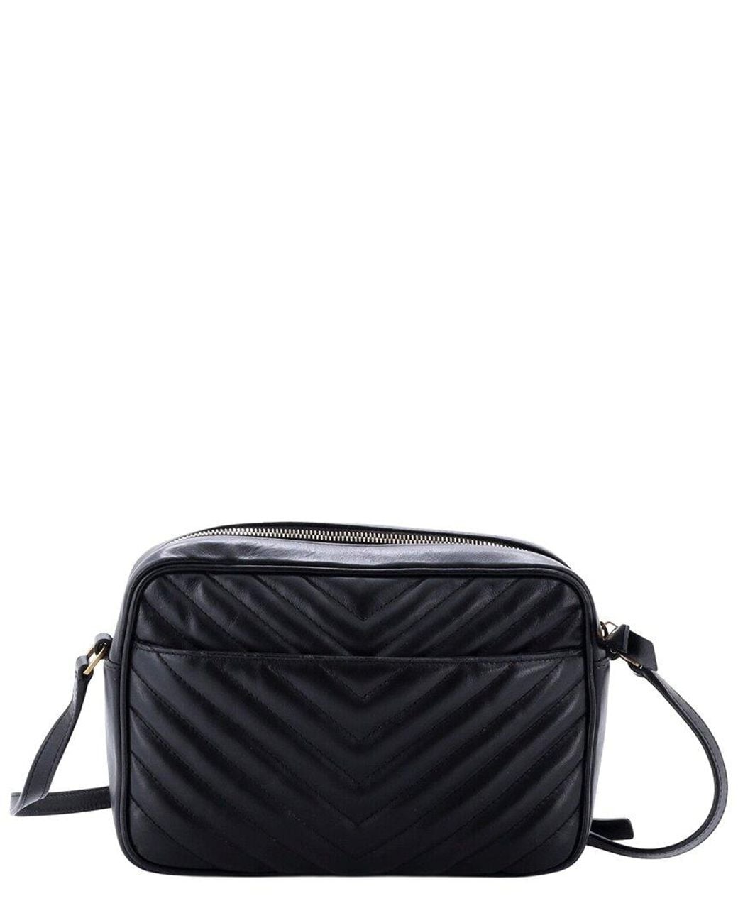 Saint Laurent Black Matelasse Chevron Leather Lou Camera Bag Small (Authentic Pre-Loved)