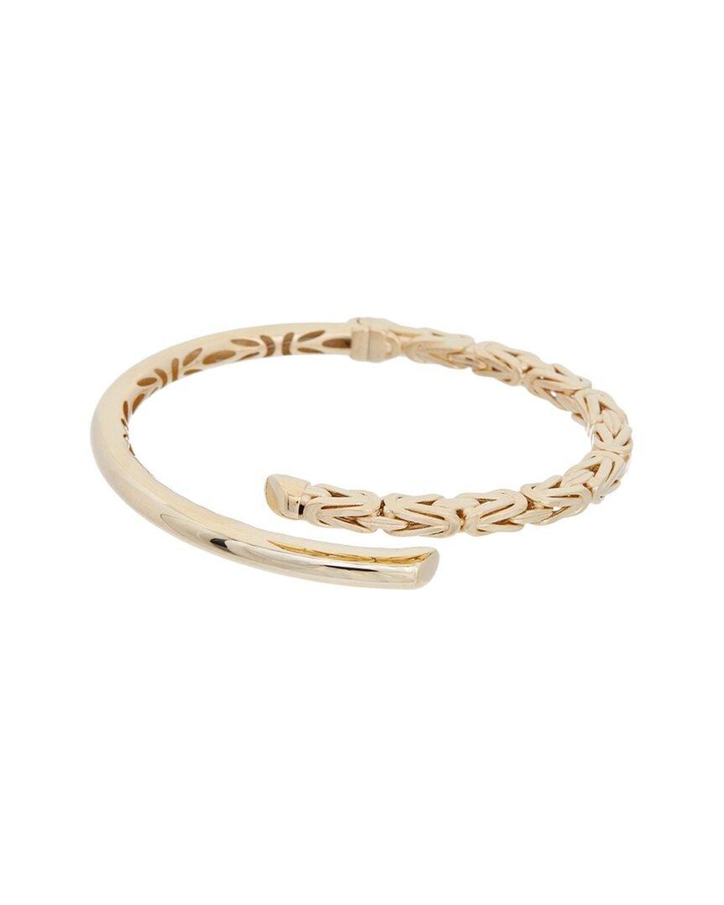 Italian Gold White 14K Byzantine Bypass Bangle