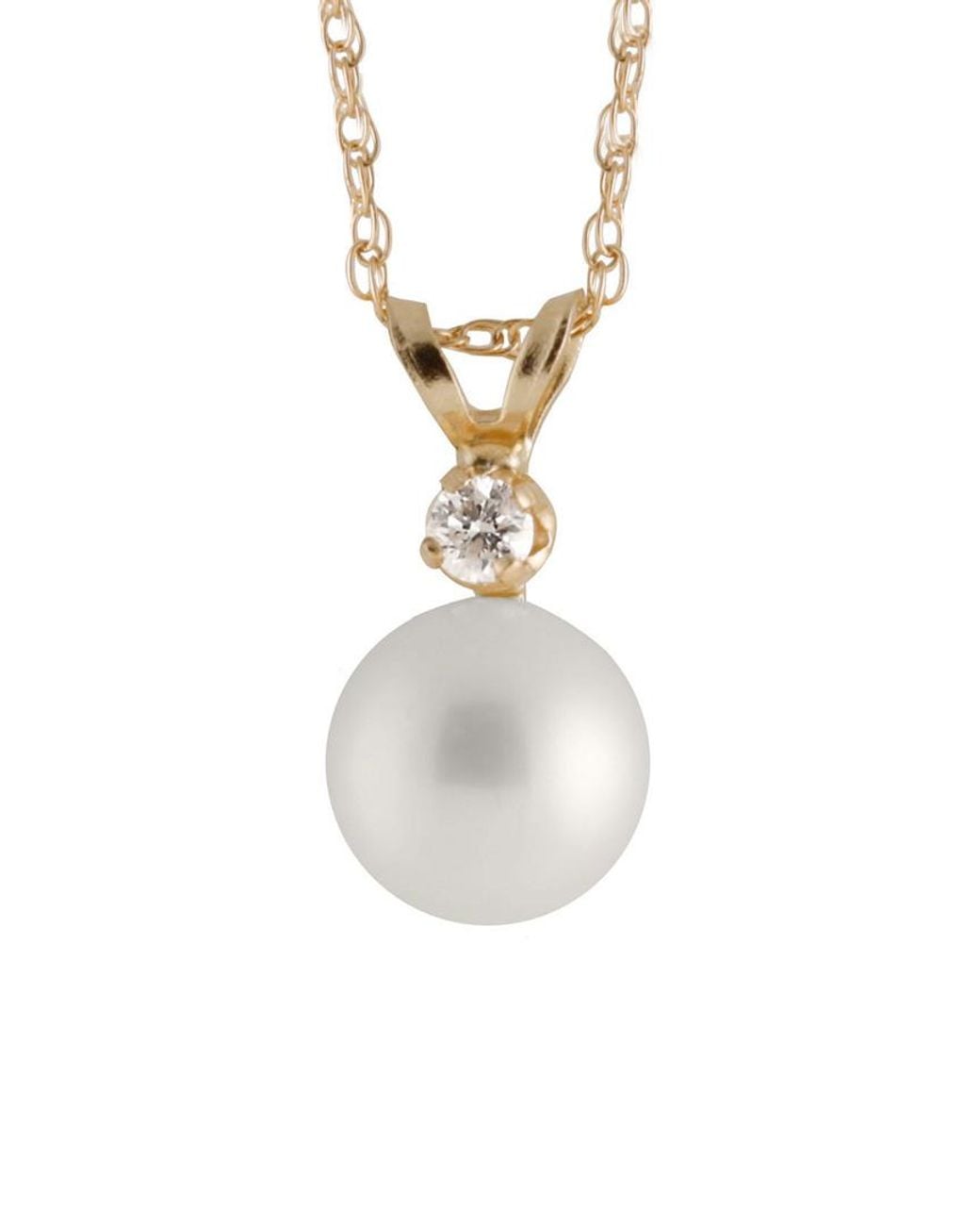 Splendid White Splendid 14k 0.05 Ct. Tw Diamond & 7-7.5mm Freshwater Pearl Pendant/necklace