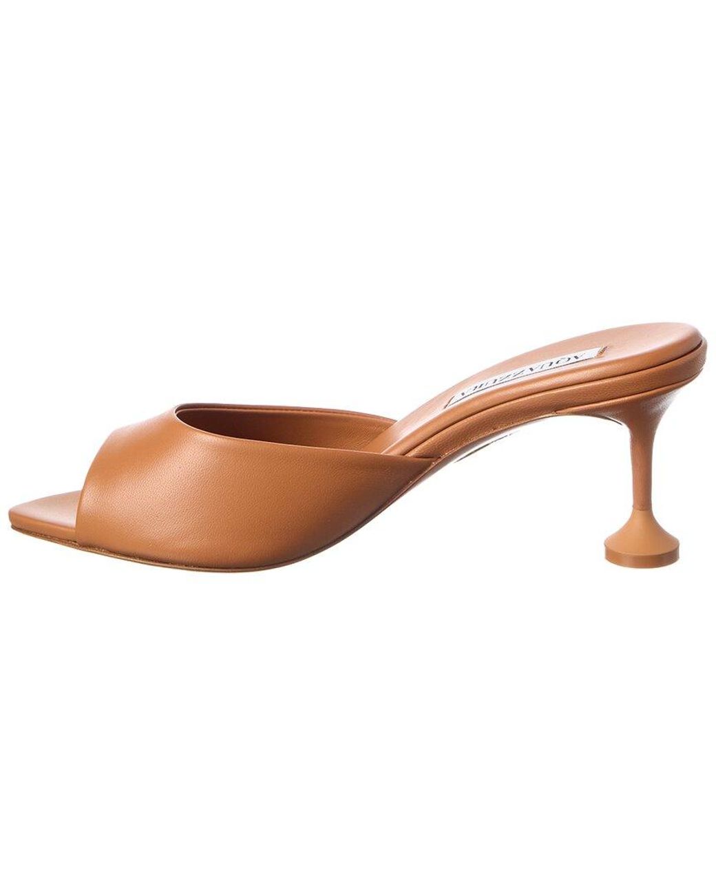 Aquazzura Brown Bisous 65 Leather Mule