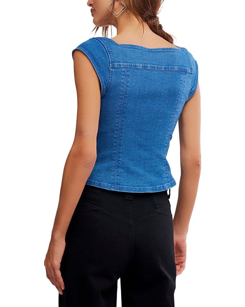 Free People Blue Marilyn Denim Corset