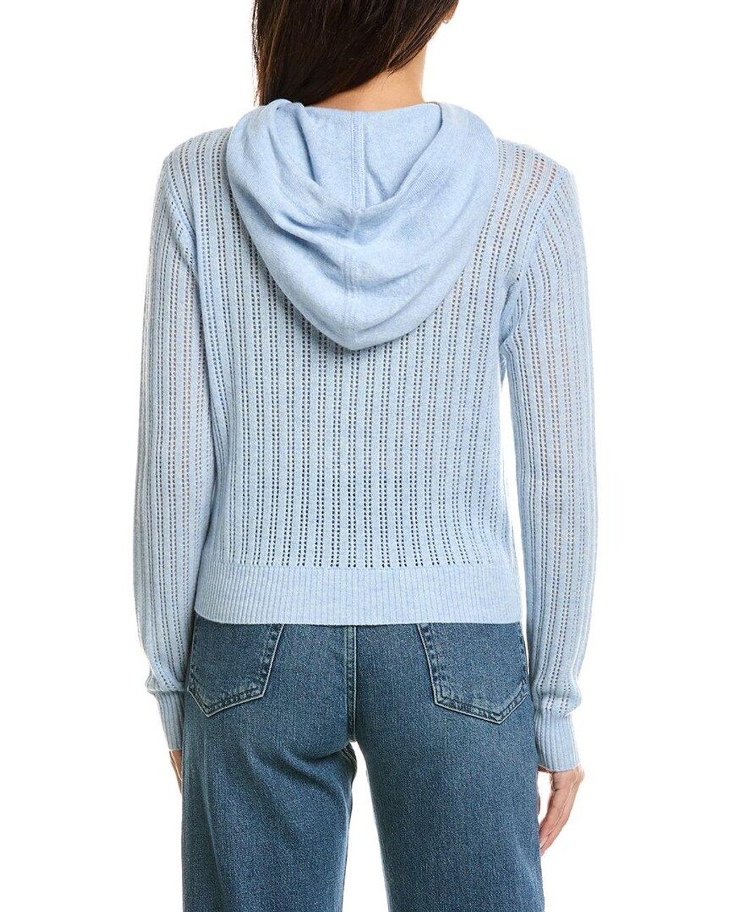 Brodie Cashmere Blue Demi Ladder 100% Cashmere Hoodie