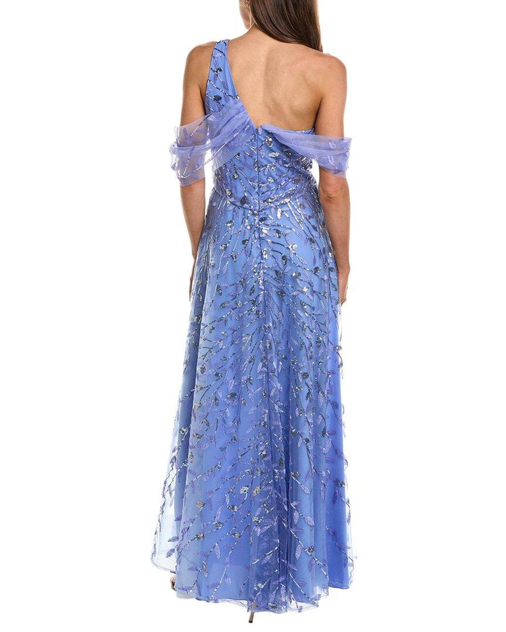 Rene Ruiz Blue Tulle Wrap A-Line Dress