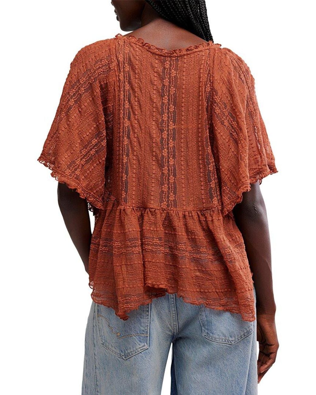 Free People Red Your Dreams Lace Top