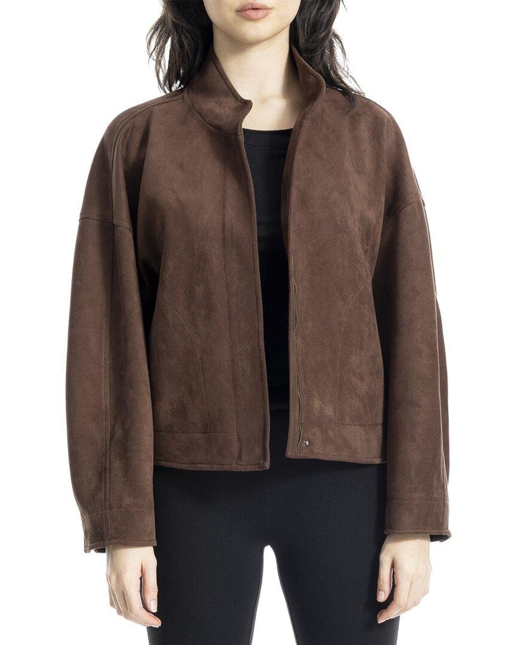 Max Studio Brown Zip Up Bomber Jacket