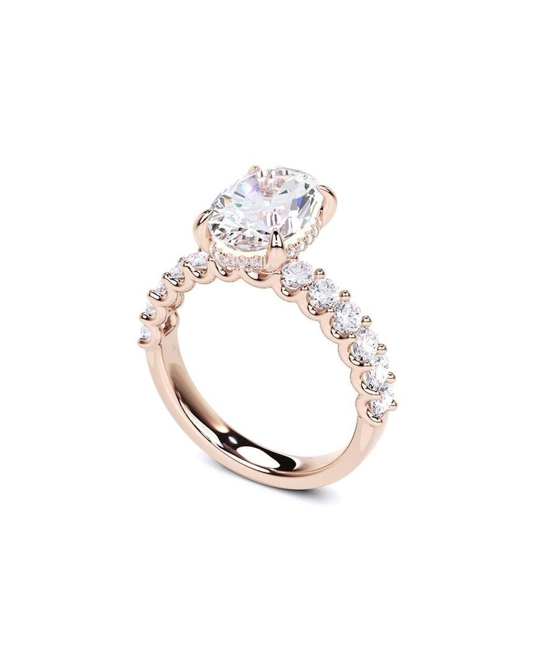 Lab Grown Diamonds White 14K Rose 4.22 Ct. Tw. Lab-Grown Diamond Bridal Ring