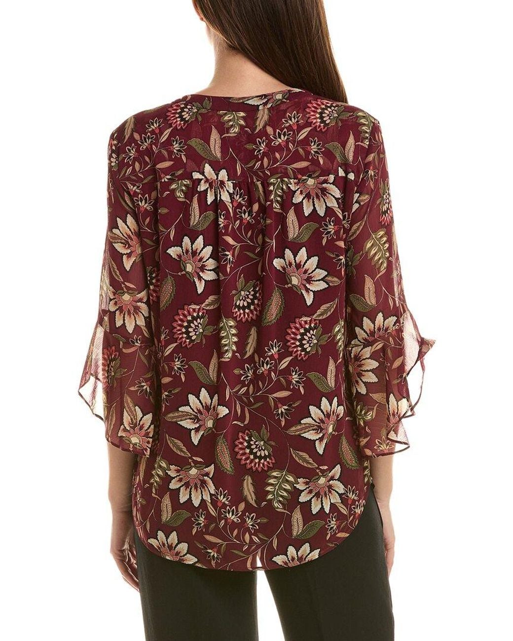 Jones New York Red Flutter Kelly Blouse