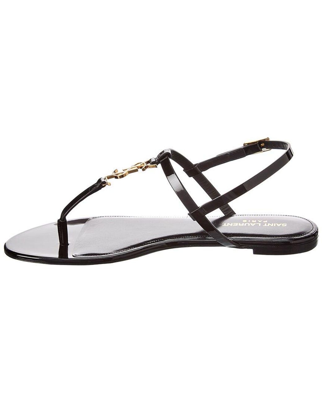 Saint Laurent Metallic Cassandra Patent Sandal